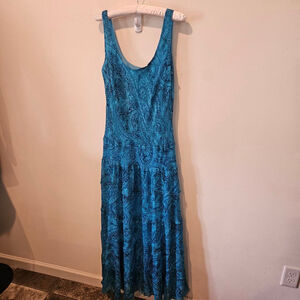 Women's Jones Wear Turquoise Paisley Maxi Tiered Dress Size 12